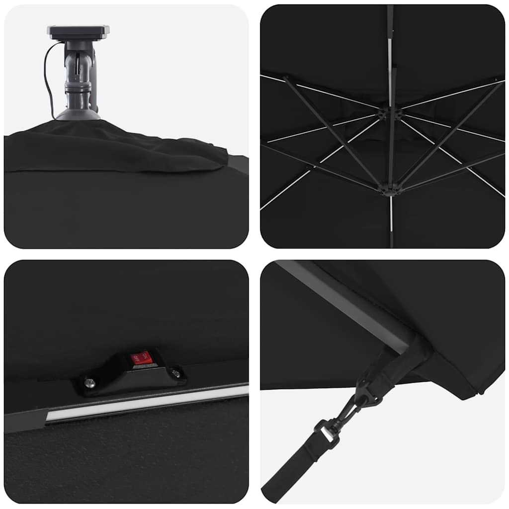 vidaXL Ομπρέλα Cantilever Banana Μαύρο 249 x 249 x 250 εκ.
