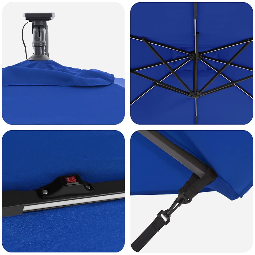 vidaXL Ομπρέλα Cantilever Banana με κλειδαριά Μπλε 249 x 249 x 250 εκ.