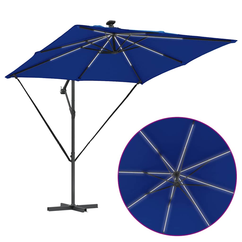 vidaXL Ομπρέλα Cantilever Banana με κλειδαριά Μπλε 249 x 249 x 250 εκ.