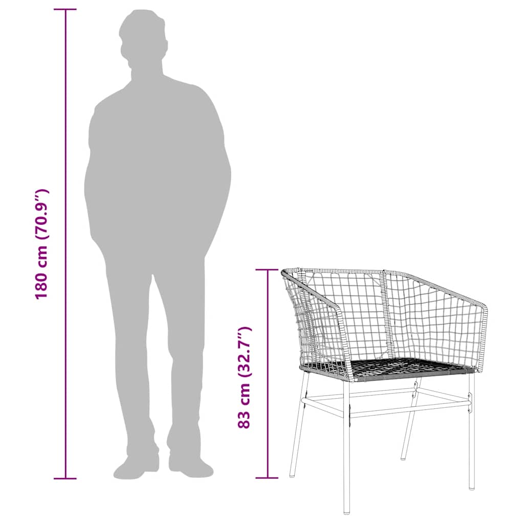 vidaXL Σετ Τραπεζαρίας Κήπου 7 Τεμαχίων Μαύρο Συνθετικό Ρατάν/Γυαλί