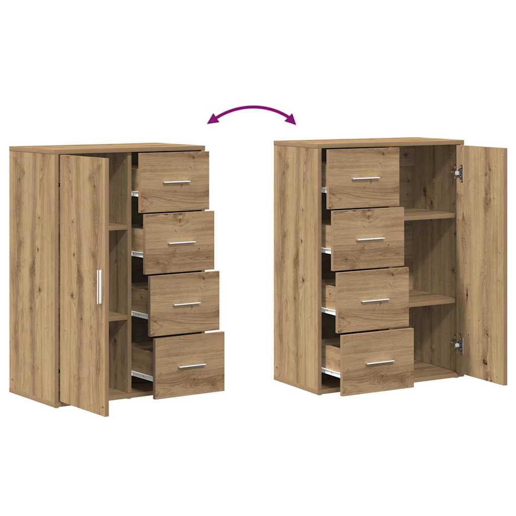 vidaXL Πλαϊνό γραφείο με συρτάρι 2 pcs Artisan Oak 60 x 31 x 84 εκ.