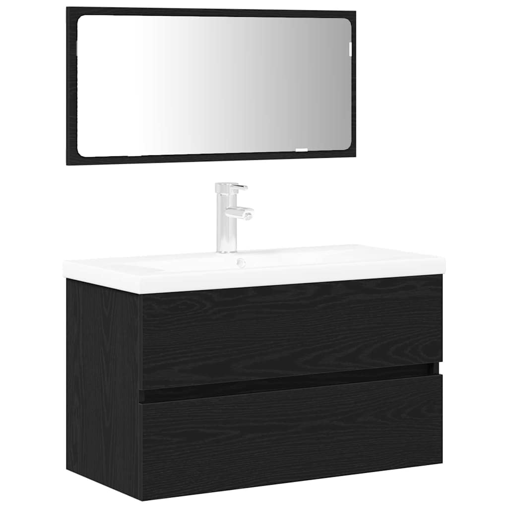 vidaXL Σετ Επίπλων Μπάνιου 3 pcs Μαύρη δρυς 80 x 38.5 x 45 cm