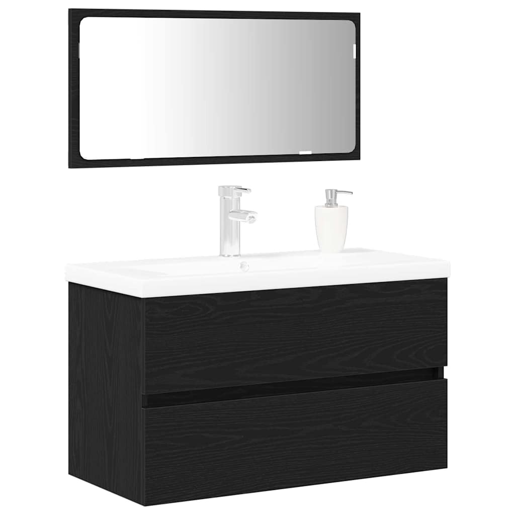 vidaXL Σετ Επίπλων Μπάνιου 3 pcs Μαύρη δρυς 80 x 38.5 x 45 cm