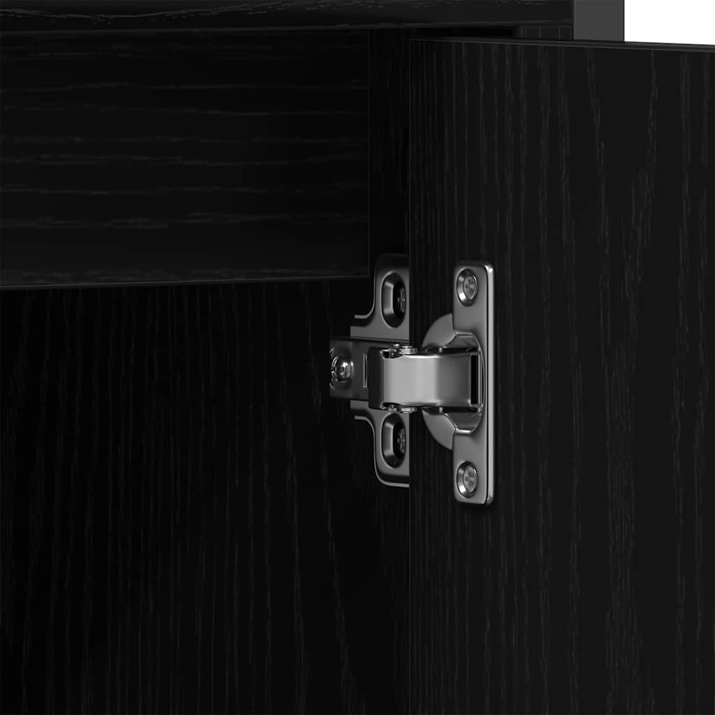 vidaXL Σετ Επίπλων Μπάνιου με ράφι 3 pcs Μαύρο 33 x 33 x 185.5 εκ