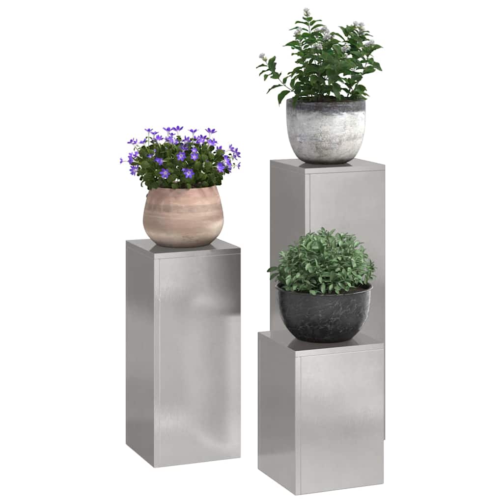 vidaXL Στήριξη φυτών 3 pcs Ασημί 24 x 24 x 75 εκ. Ανοξείδωτο ατσάλι