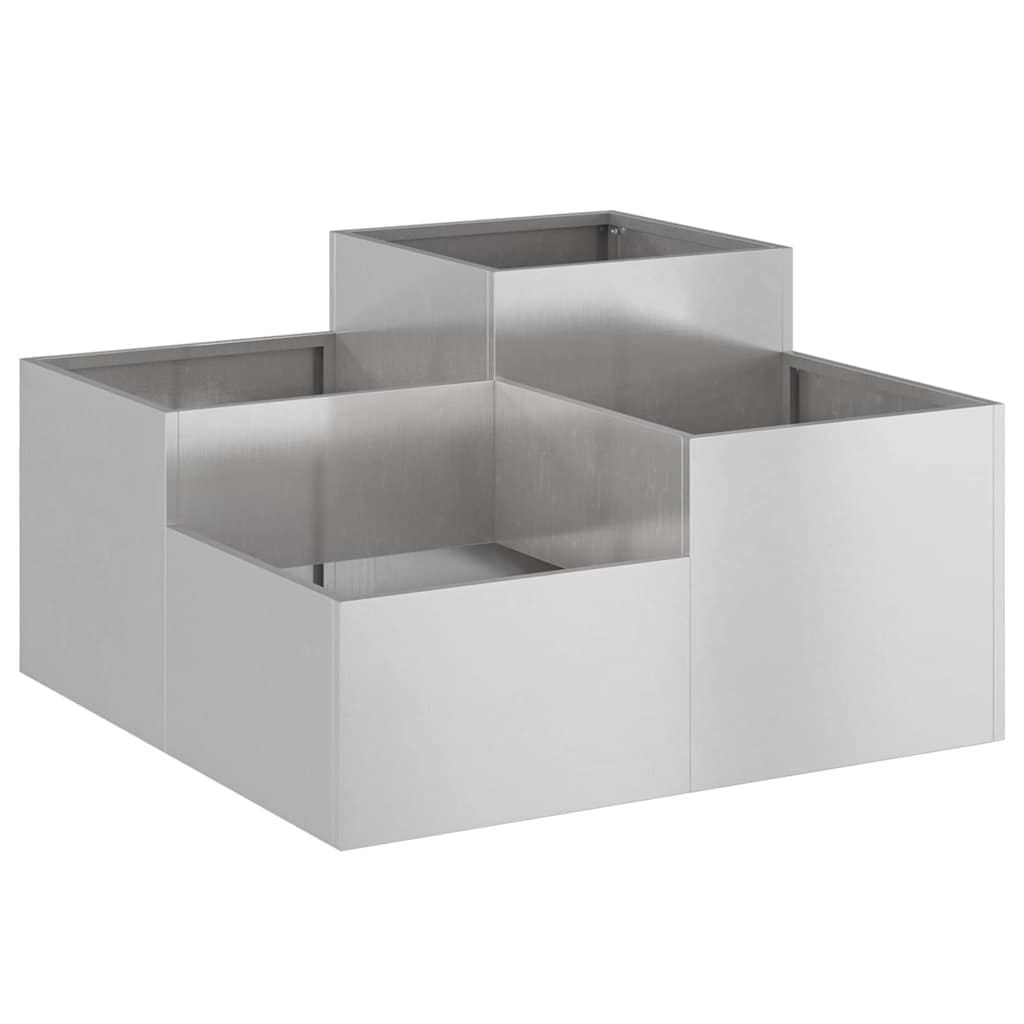 vidaXL Γλάστρα Κήπου Ασημί 100 x 100 x 48 εκ. Ανοξείδωτο ατσάλι