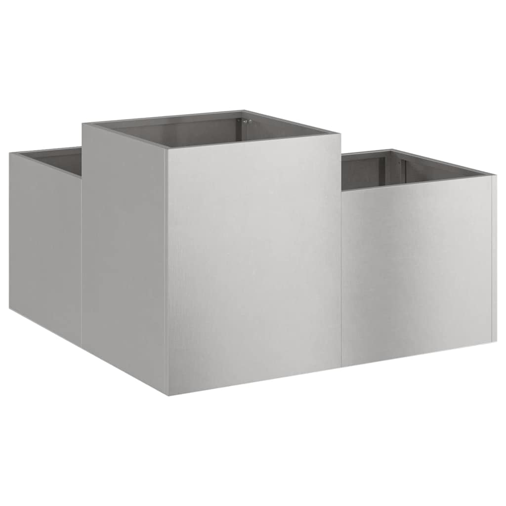 vidaXL Γλάστρα Κήπου Ασημί 100 x 100 x 48 εκ. Ανοξείδωτο ατσάλι