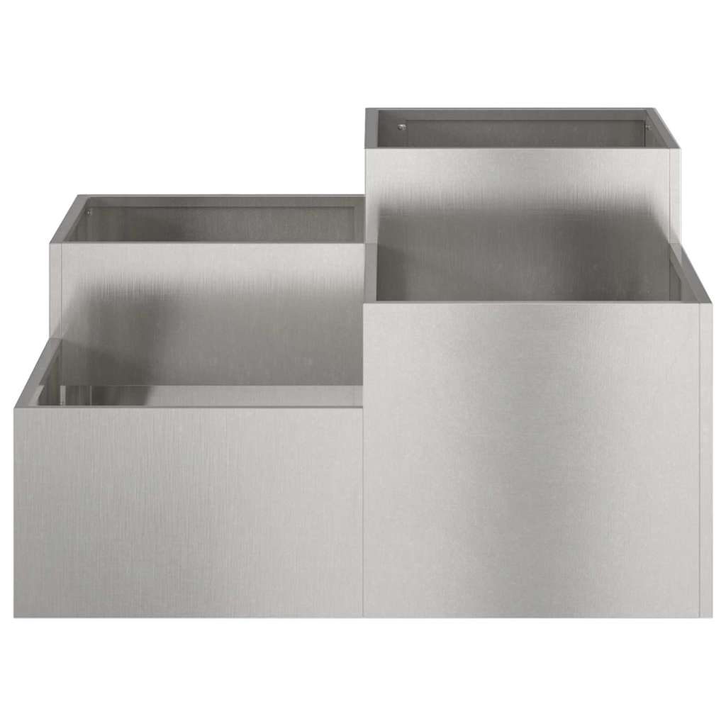 vidaXL Γλάστρα Κήπου Ασημί 100 x 100 x 48 εκ. Ανοξείδωτο ατσάλι