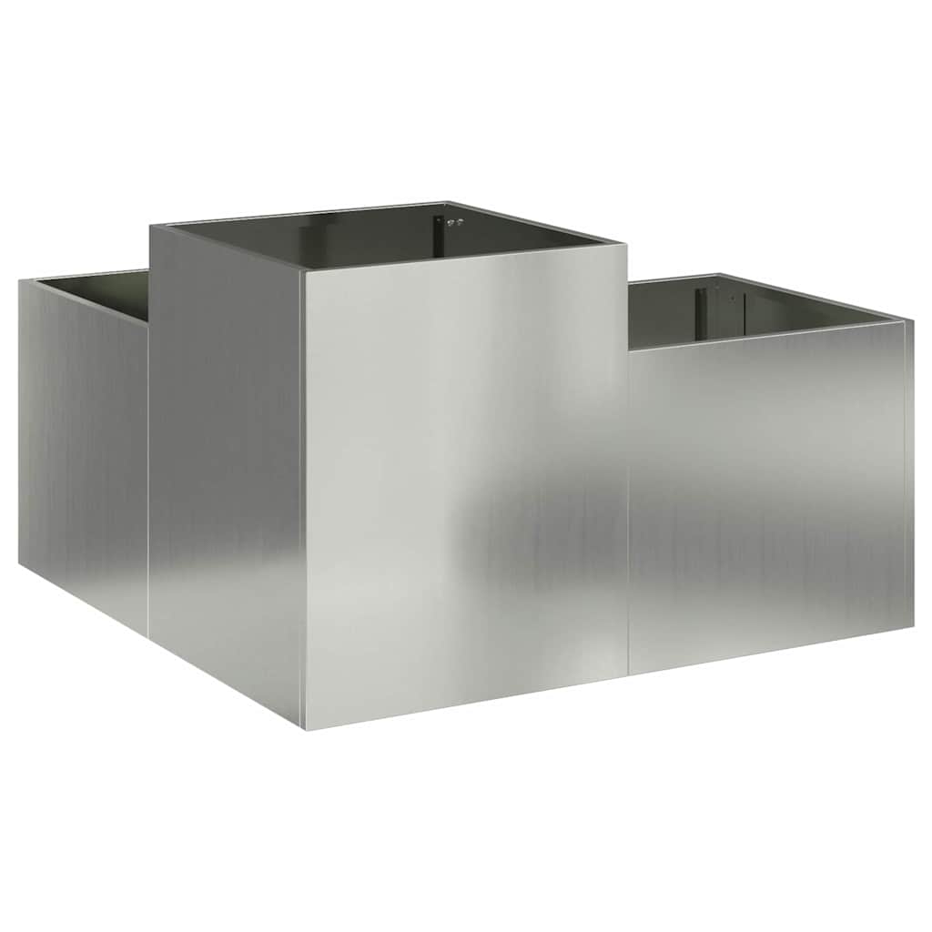 vidaXL Γλάστρα Κήπου Ασημί 100 x 100 x 48 εκ. Γαλβανισμένος χάλυβας