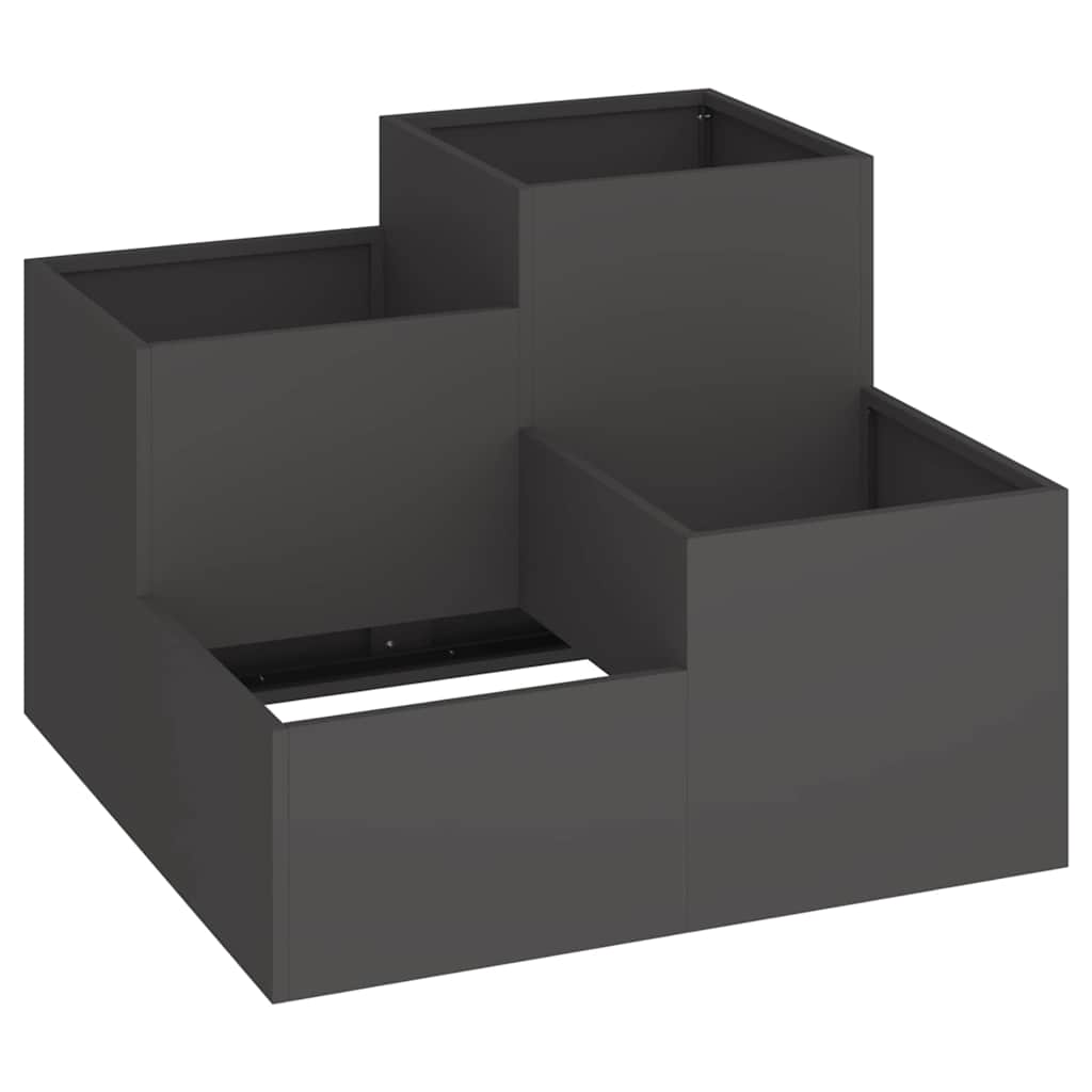 vidaXL Γλάστρα Κήπου Μαύρο 80 x 80 x 60 εκ. Ατσάλι