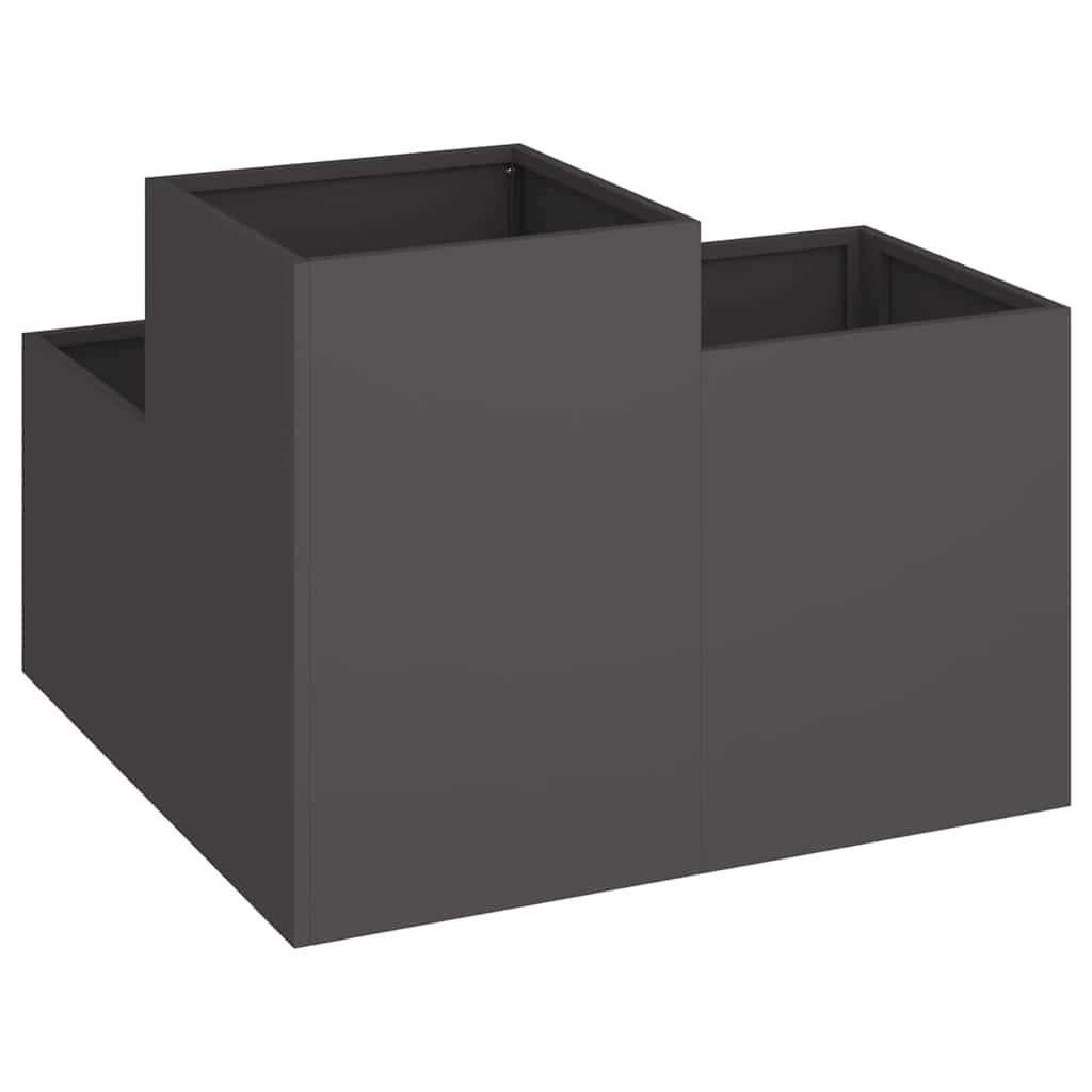 vidaXL Γλάστρα Κήπου Μαύρο 80 x 80 x 60 εκ. Ατσάλι