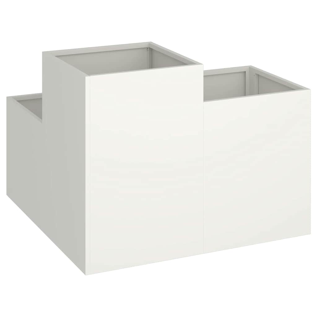 vidaXL Γλάστρα Κήπου Λευκό 80 x 80 x 60 εκ. Ατσάλι
