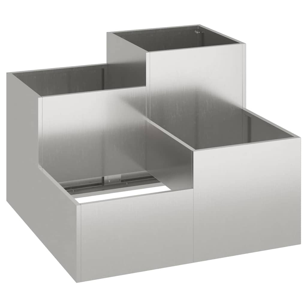 vidaXL Γλάστρα Κήπου Ασημί 80 x 80 x 60 εκ. Ανοξείδωτο ατσάλι
