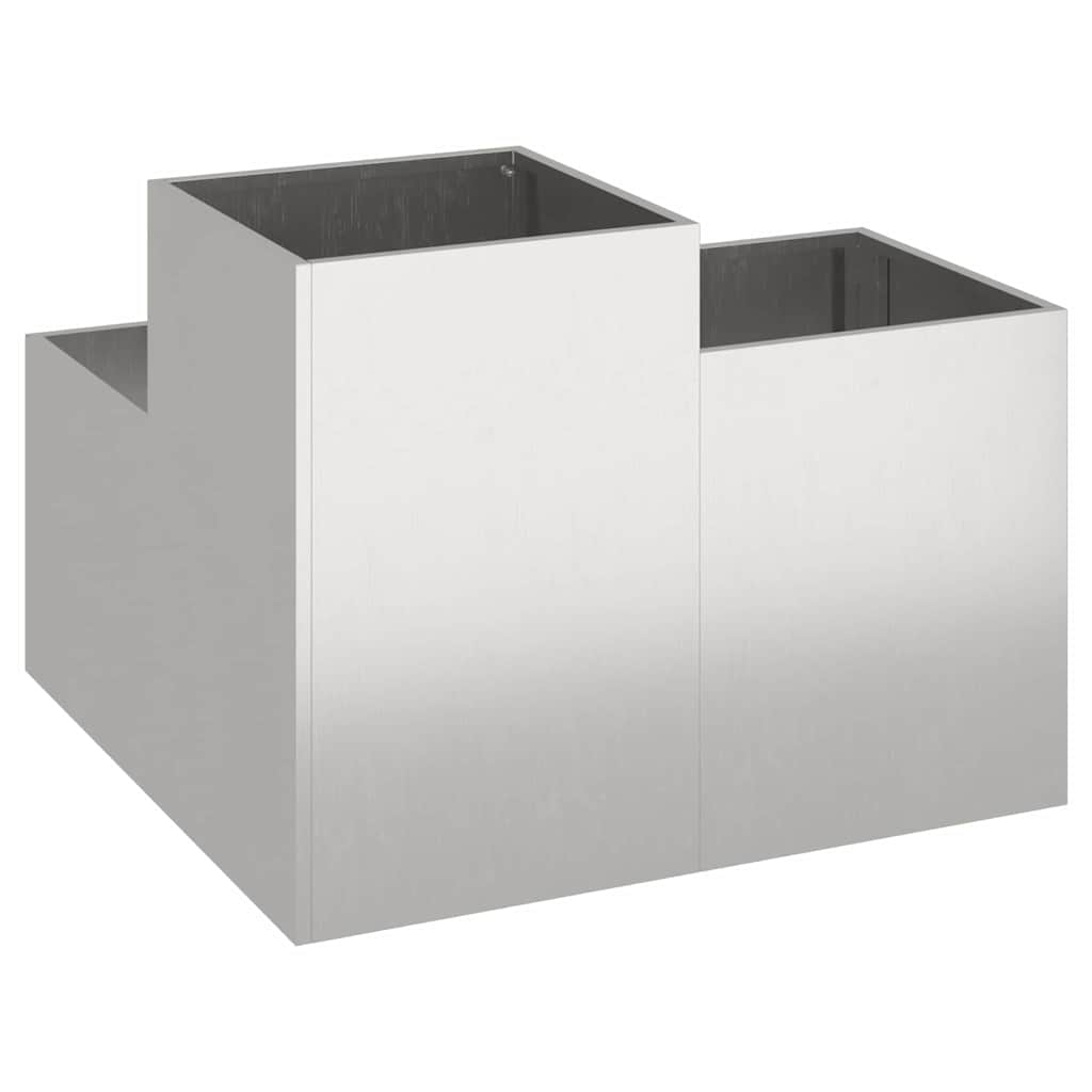 vidaXL Γλάστρα Κήπου Ασημί 80 x 80 x 60 εκ. Ανοξείδωτο ατσάλι