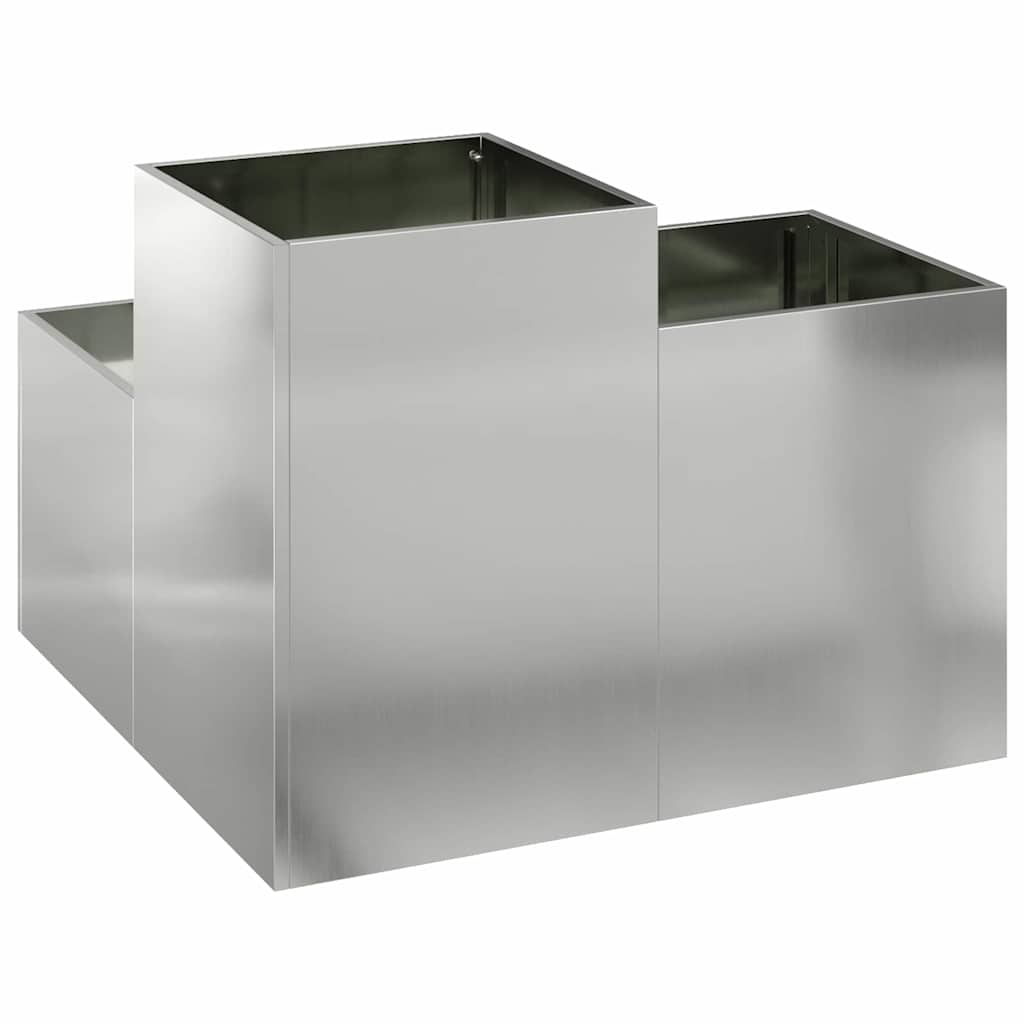 vidaXL Γλάστρα Κήπου Ασημί 80 x 80 x 60 εκ. Γαλβανισμένος χάλυβας