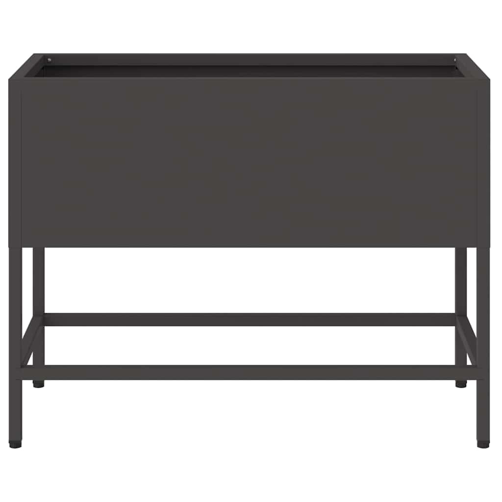 vidaXL Υψωμένη Γλάστρα Κήπου Μαύρο 60 x 26 x 45 εκ Ατσάλι
