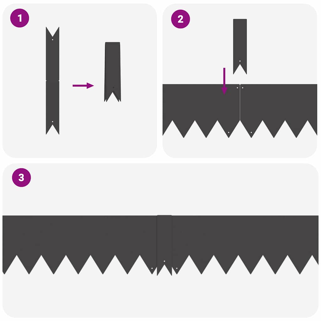 vidaXL Περιγράμματα γκαζόν 10 pcs Μαύρο 100 x 0.5 x 15 εκ Ατσάλι