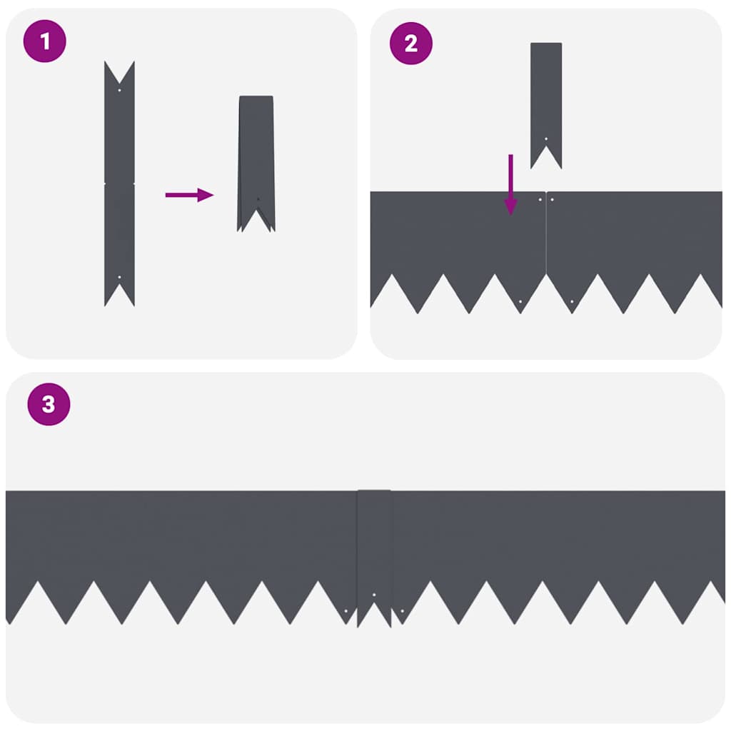 vidaXL Περιγράμματα γκαζόν 10 pcs Ανθρακί 100 x 0.5 x 15 εκ Ατσάλι