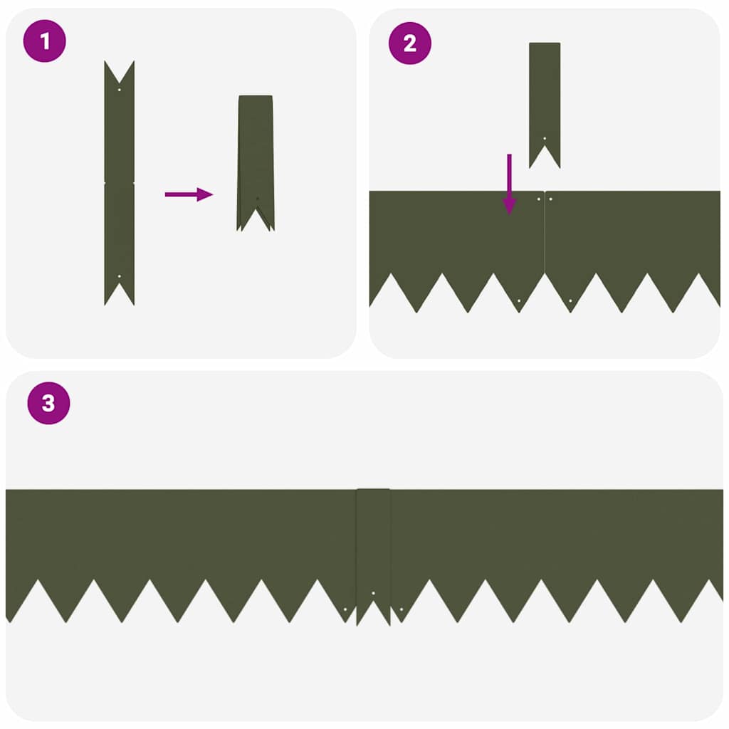 vidaXL Περιγράμματα γκαζόν 30 pcs Λαδί 100 x 0.5 x 15 εκ Ατσάλι