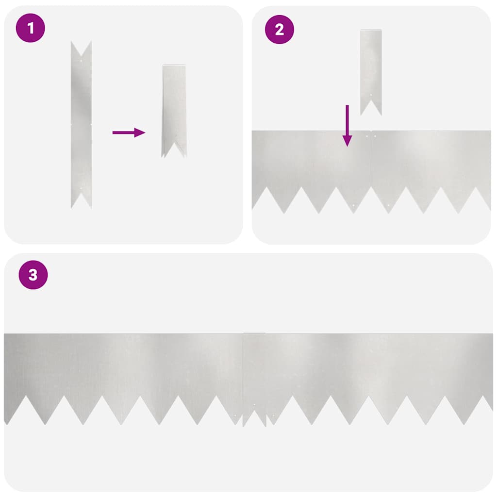 vidaXL Περιγράμματα γκαζόν 50 pcs Ασημί 100 x 0.5 x 15 εκ