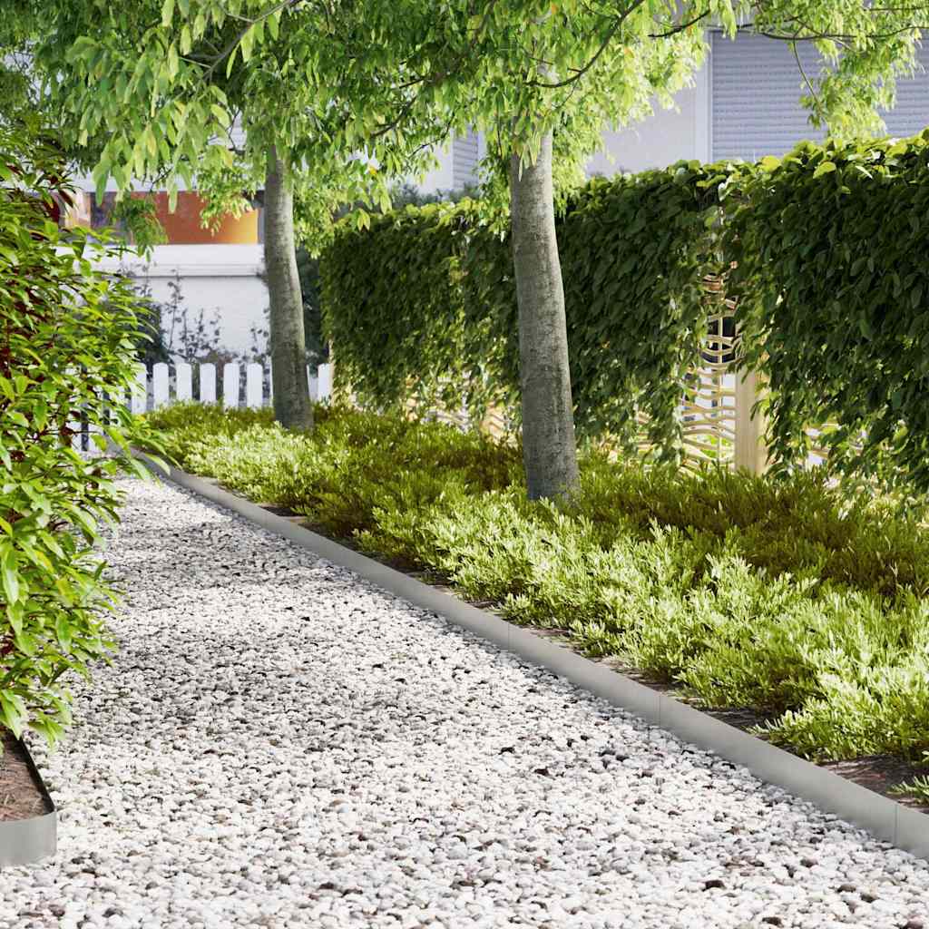 vidaXL Περιγράμματα γκαζόν 20 pcs Ασημί 100 x 0.5 x 15 εκ