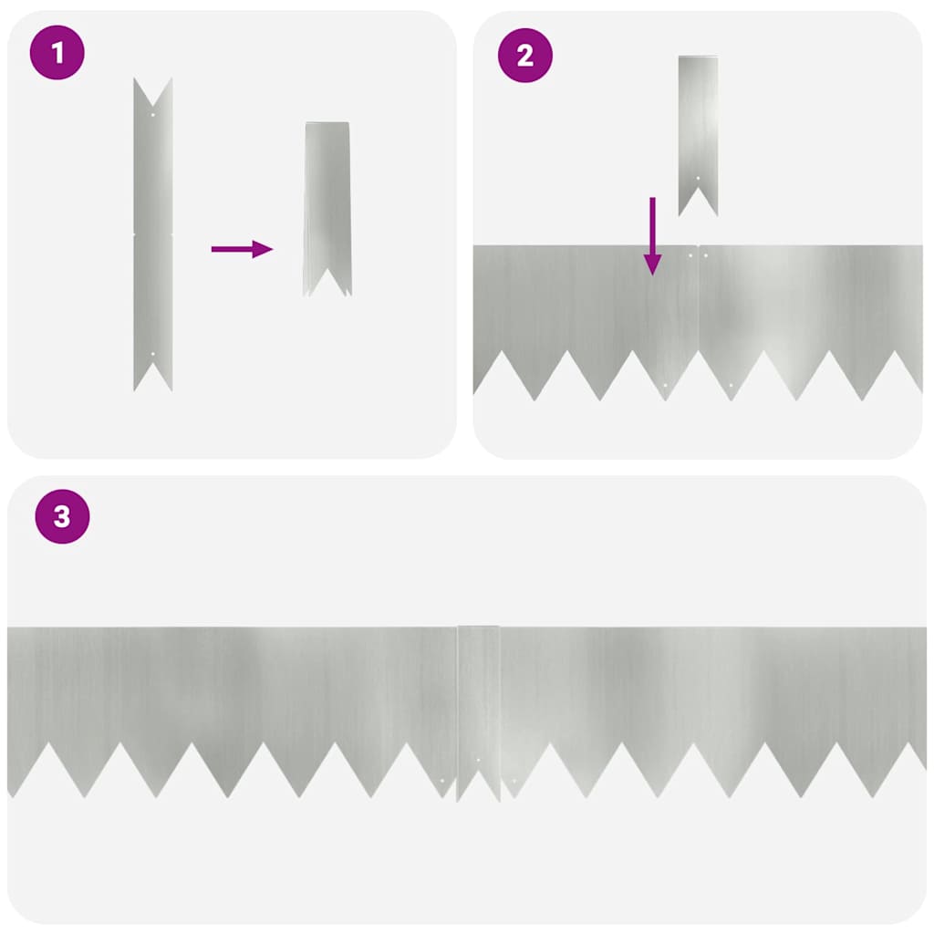 vidaXL Περιγράμματα γκαζόν 20 pcs Ασημί 100 x 0.5 x 15 εκ