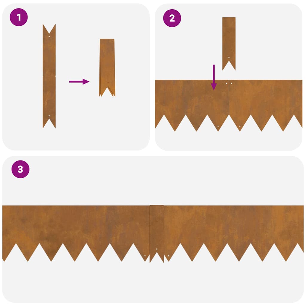 vidaXL Περιγράμματα γκαζόν 10 pcs Καφέ 100 x 0.5 x 15 εκ