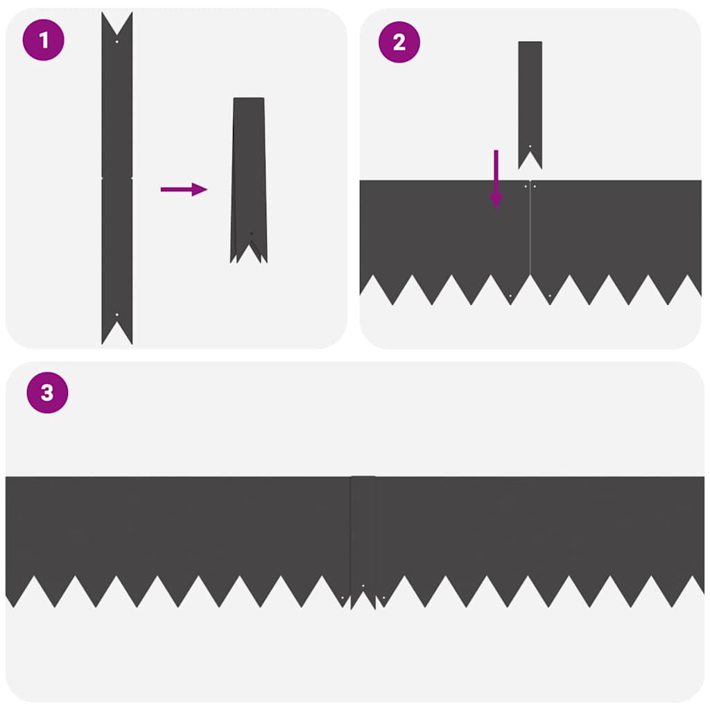 vidaXL Περιγράμματα γκαζόν 20 pcs Μαύρο 100 x 0.5 x 20 εκ Ατσάλι