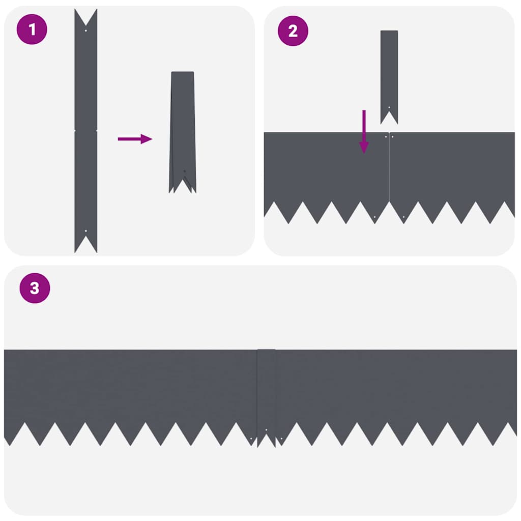 vidaXL Περιγράμματα γκαζόν 10 pcs Ανθρακί 100 x 0.5 x 20 εκ Ατσάλι