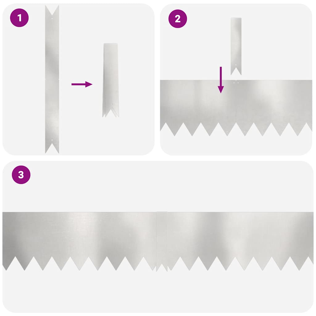 vidaXL Περιγράμματα γκαζόν 30 pcs Ασημί 100 x 0.5 x 20 εκ