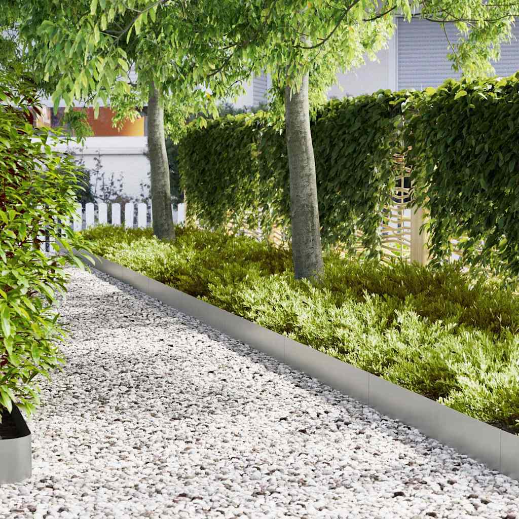 vidaXL Περιγράμματα γκαζόν 10 pcs Ασημί 100 x 0.5 x 20 εκ