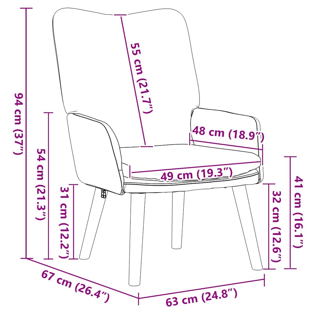 vidaXL Πολυθρόνα Κρεμ 63 x 67 x 94 εκ.