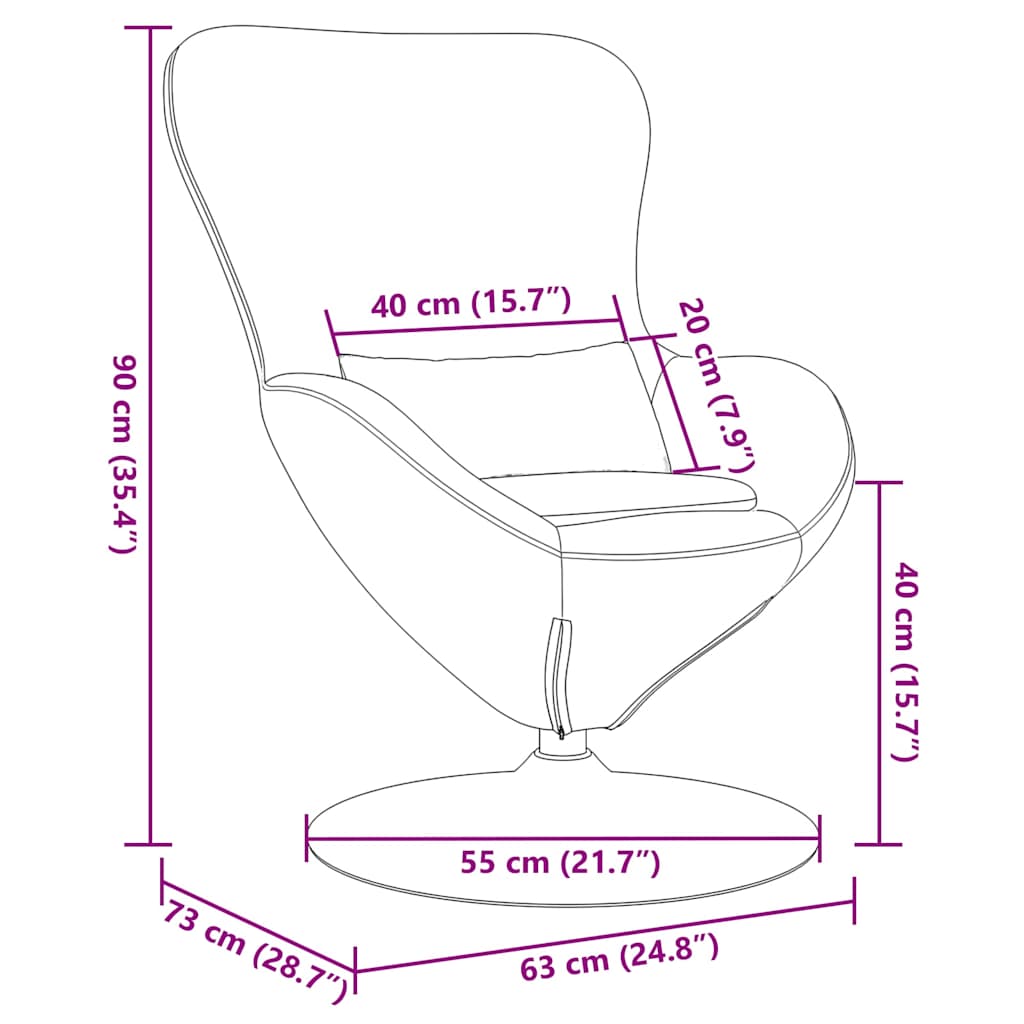 vidaXL Κάθισμα-αυγό Μπορντό 63 x 73 x 90 εκ Βελούδο