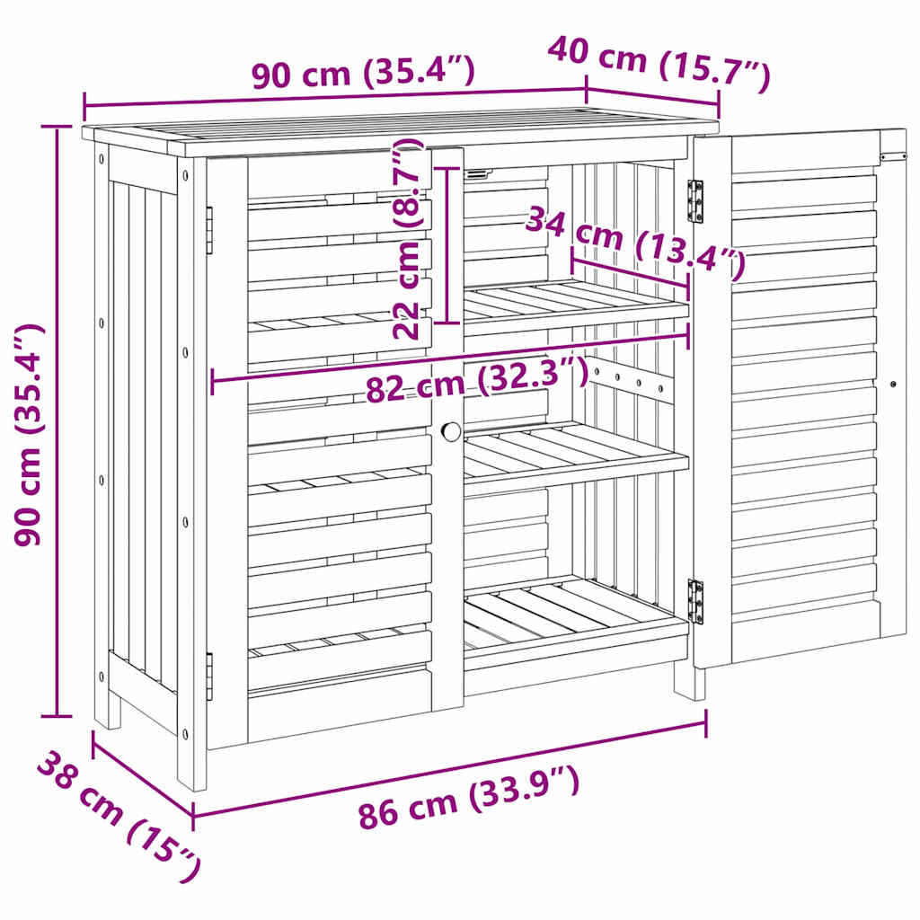 vidaXL Ντουλάπι Κήπου Καστανό 78 x 36.5 x 78cm Καμπούντα ξύλο ακακίας
