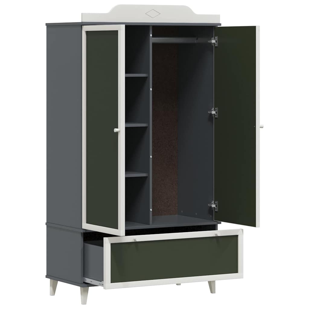 vidaXL Κρεμαστή Ντουλάπα με Λευκοπίνακα με συρτάρι Γκρι και λευκό