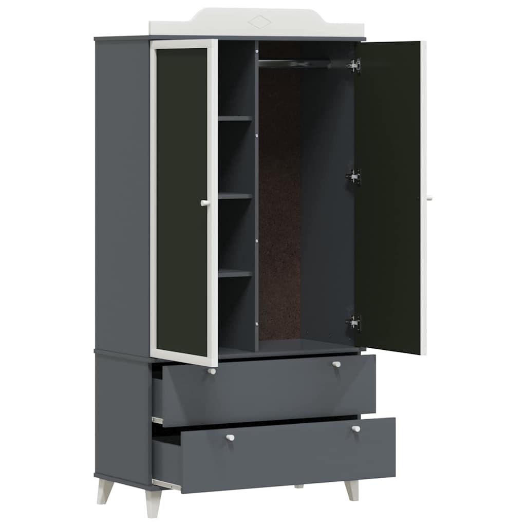 vidaXL Κρεμαστή Ντουλάπα με Λευκοπίνακα με συρτάρι Γκρι και λευκό