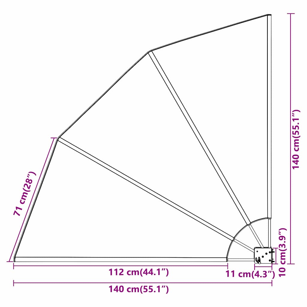 vidaXL Αδιάφανο σκίαστρο μπαλκονιού Μαύρο 140 x 140 cm Πολυεστέρας