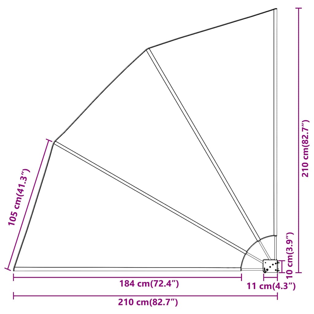 vidaXL Αδιάφανο σκίαστρο μπαλκονιού Μαύρο 210 x 210 cm Πολυεστέρας