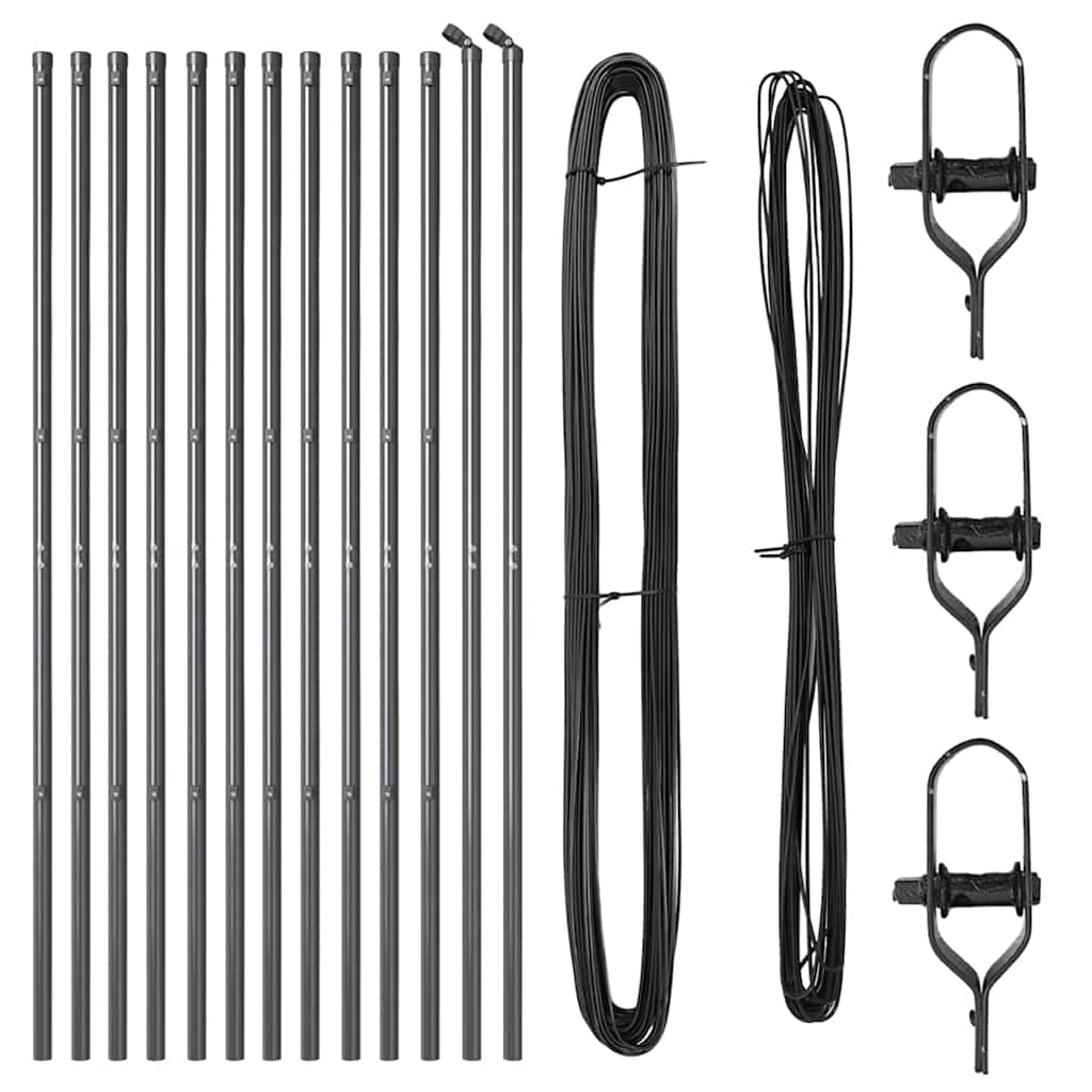 vidaXL Πό posts φράχτη 13 pcs Γκρι Ø32mm 170 εκ Γαλβανισμένος χάλυβας