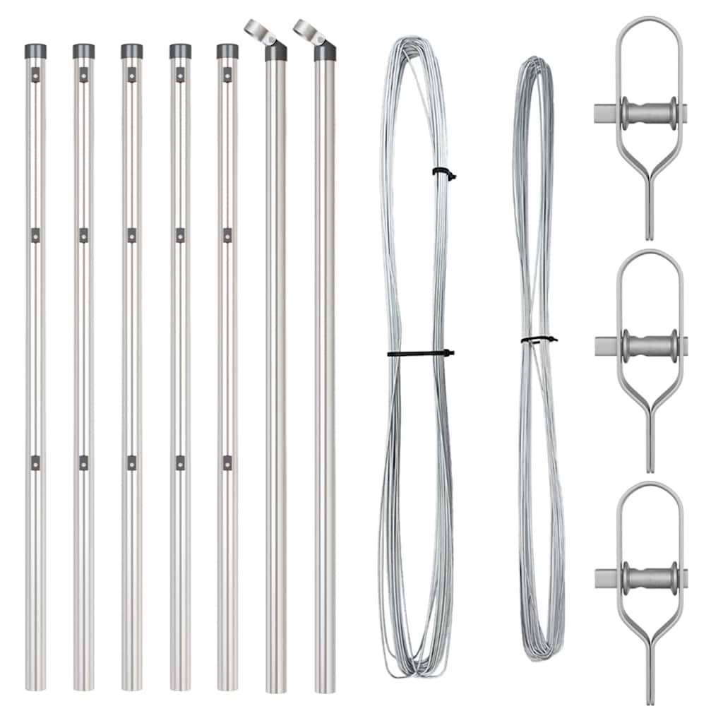 vidaXL Πό posts φράχτη 7 pcs Ασημί Ø32mm 80 εκ Γαλβανισμένος χάλυβας