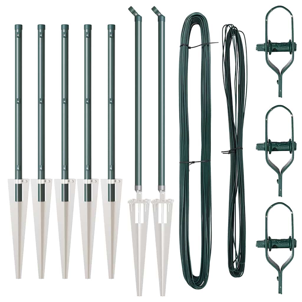 vidaXL Πό posts φράχτη 7 pcs Πράσινο Ø32mm 60 εκ Γαλβανισμένος χάλυβας