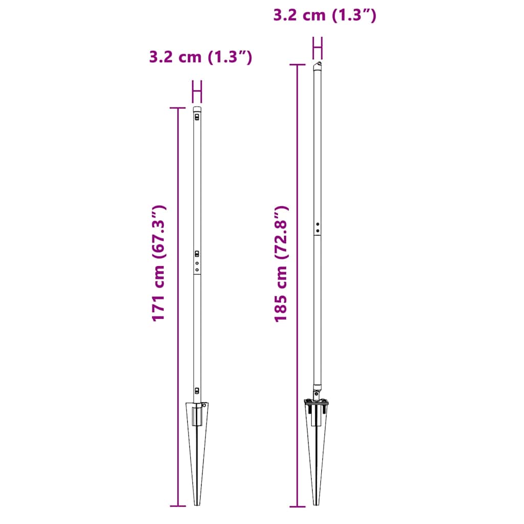 vidaXL Πό posts φράχτη 7 pcs Πράσινο Ø32mm 140 εκ