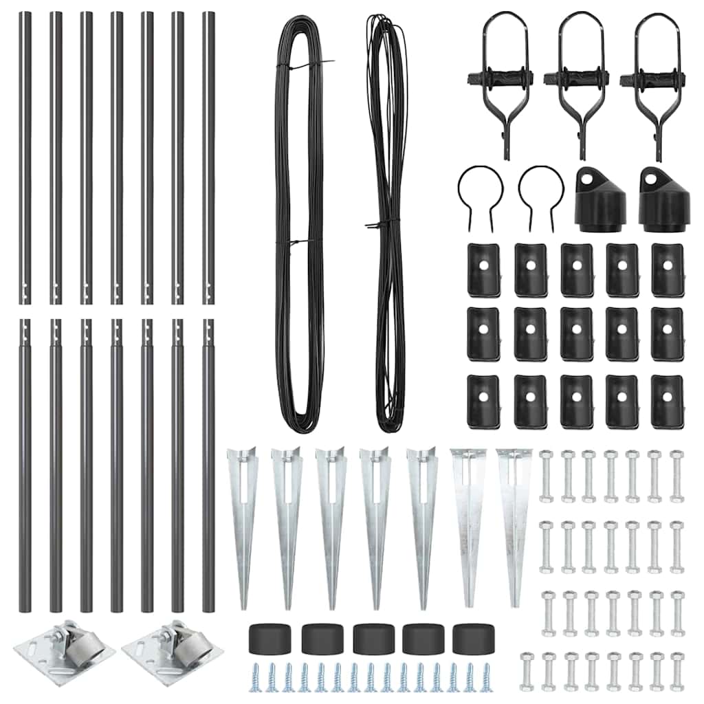 vidaXL Πό posts φράχτη 7 pcs Γκρι Ø32mm 140 εκ Γαλβανισμένος χάλυβας