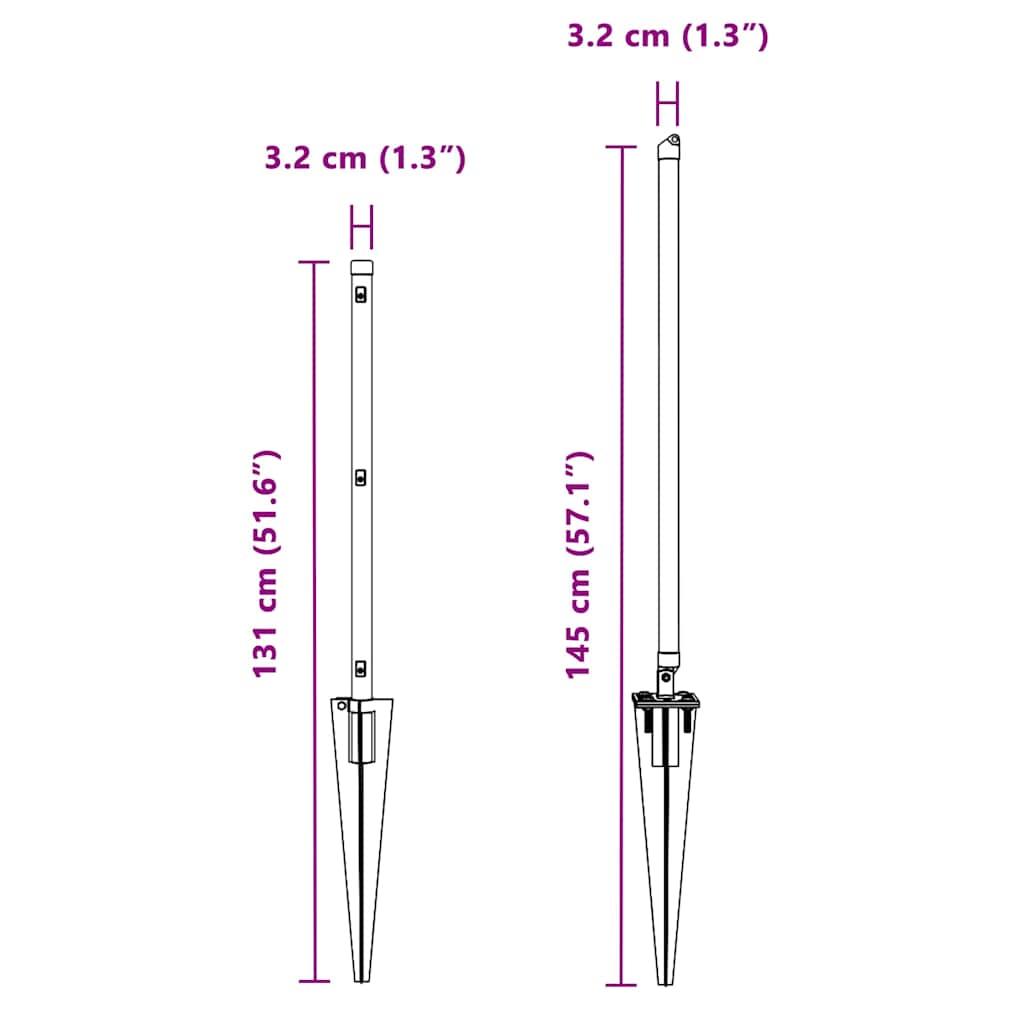 vidaXL Στύλος Περιφράξεων 7 pcs Ασημί Ατσάλι