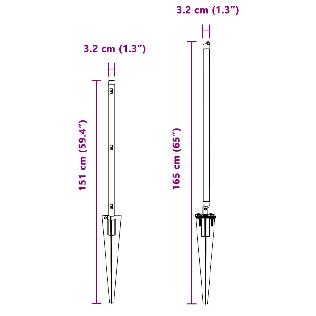 vidaXL Πό posts φράχτη 13 pcs Ασημί Ø32mm 120 εκ Γαλβανισμένος χάλυβας