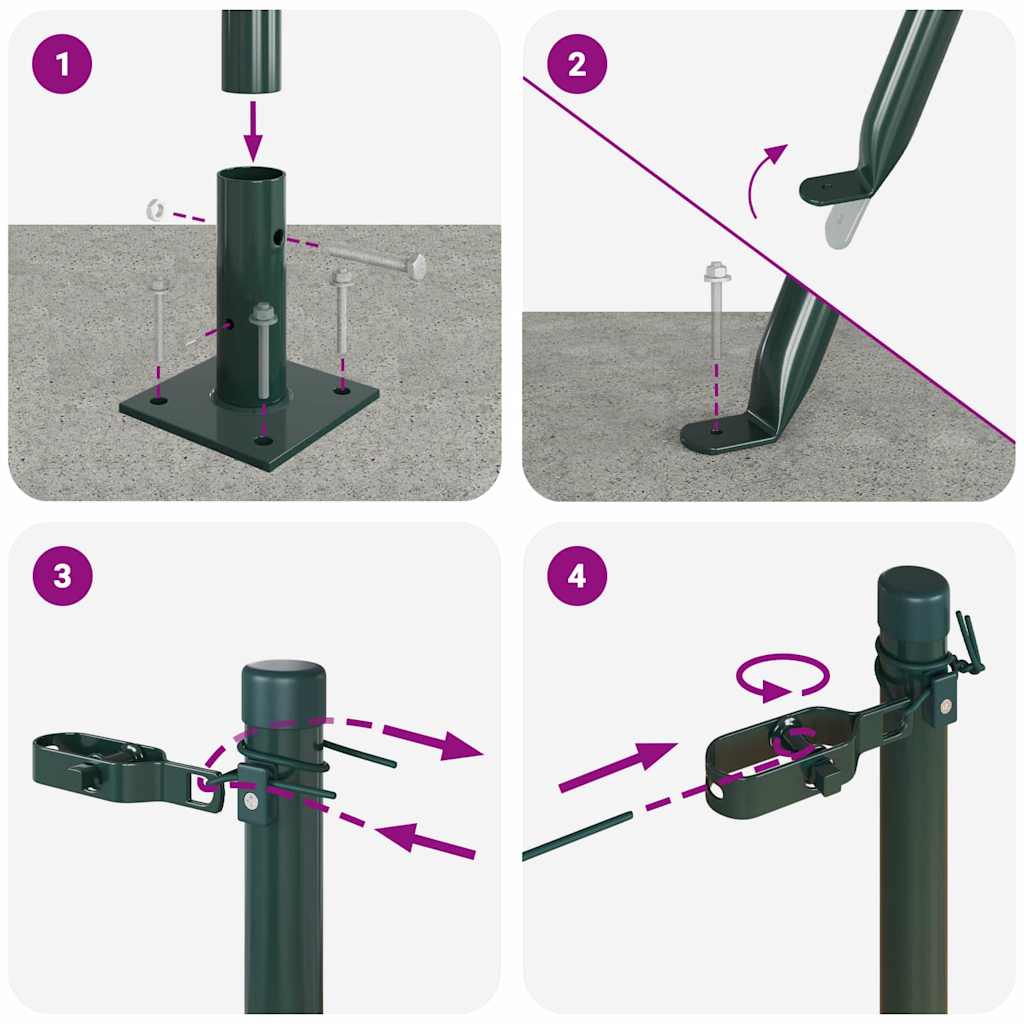 vidaXL Πό posts φράχτη 7 pcs Πράσινο Ø32mm 150 εκ