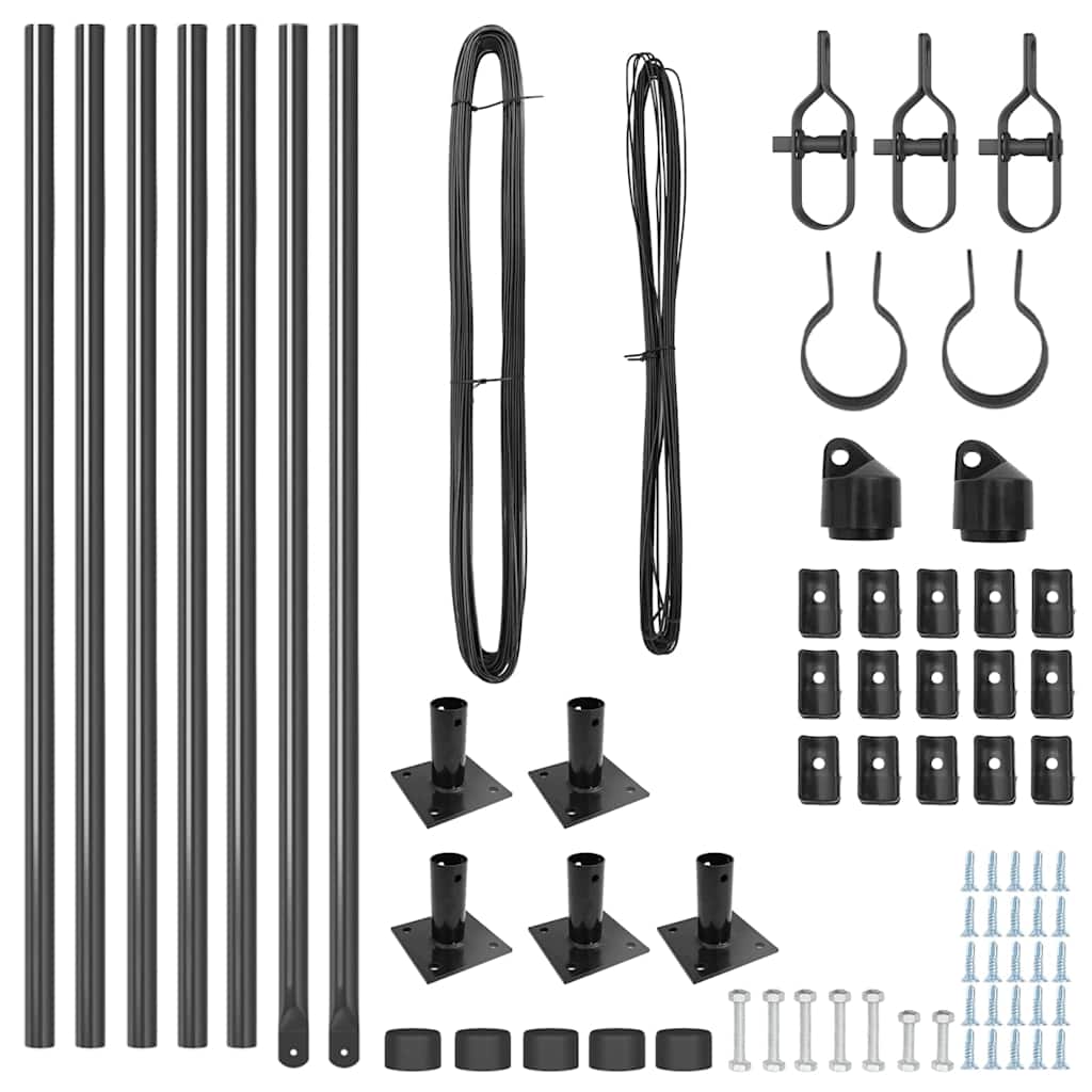 vidaXL Πό posts φράχτη 7 pcs Γκρι Ø32mm 90 εκ Γαλβανισμένος χάλυβας