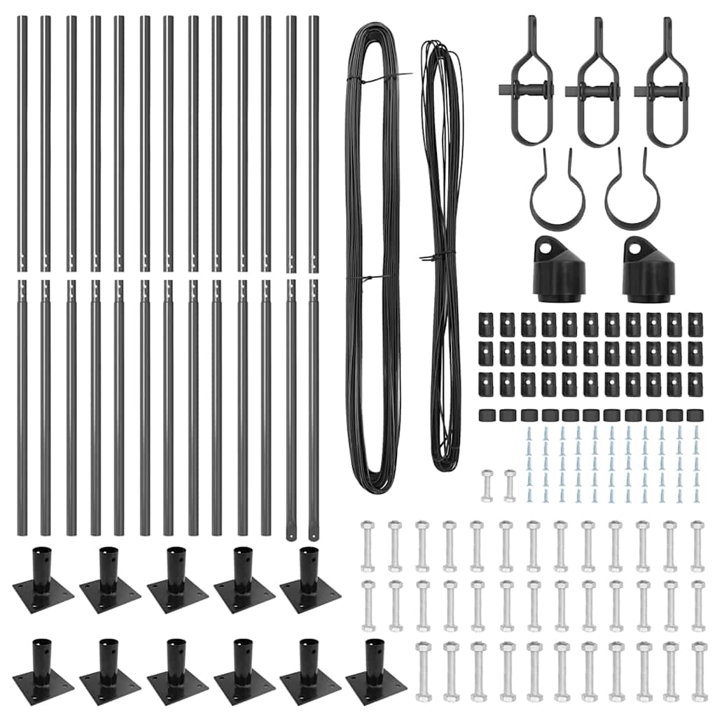 vidaXL Πό posts φράχτη 13 pcs Γκρι Ø32mm 170 εκ Γαλβανισμένος χάλυβας