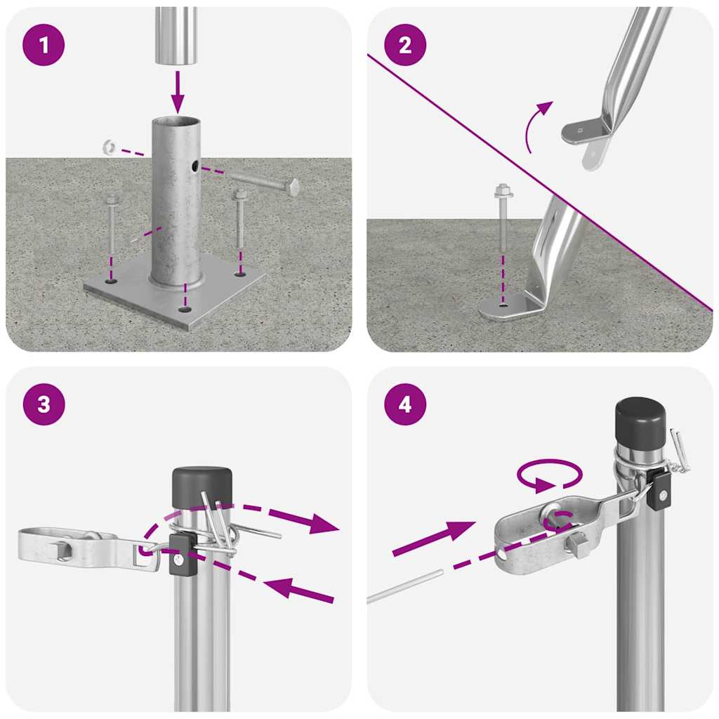 vidaXL Πό posts φράχτη 7 pcs Ασημί Ø32mm 130 εκ Γαλβανισμένος χάλυβας