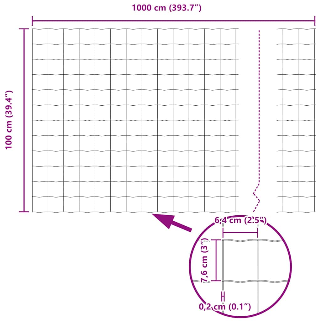 vidaXL Φράχτης Εuro Ασημί 1 x 10 m Χάλυβας με θερμή επιμετάλλωση